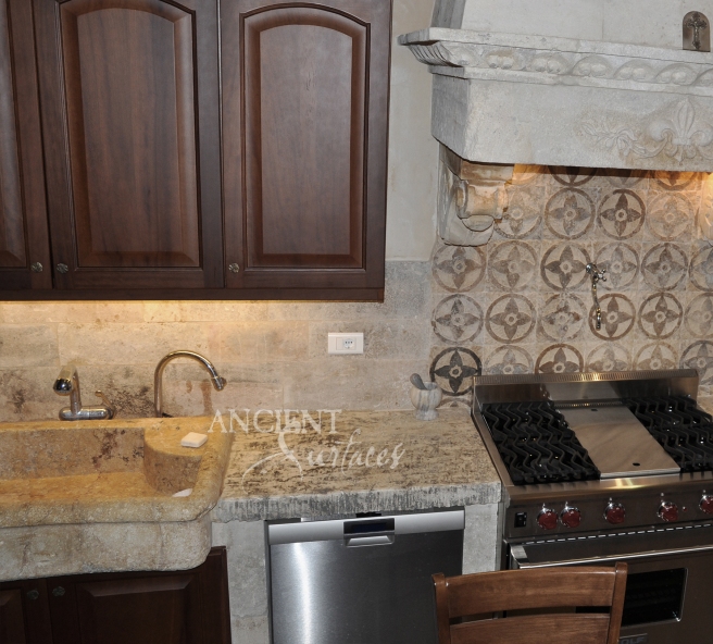 A similar antique sink to the previous one, installed recently in a Bastide revival styled home. 
