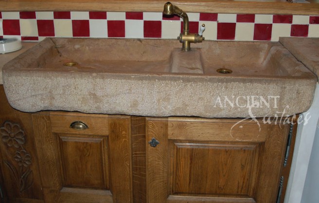Antique Double Limestone Sinks by Ancient Surfaces